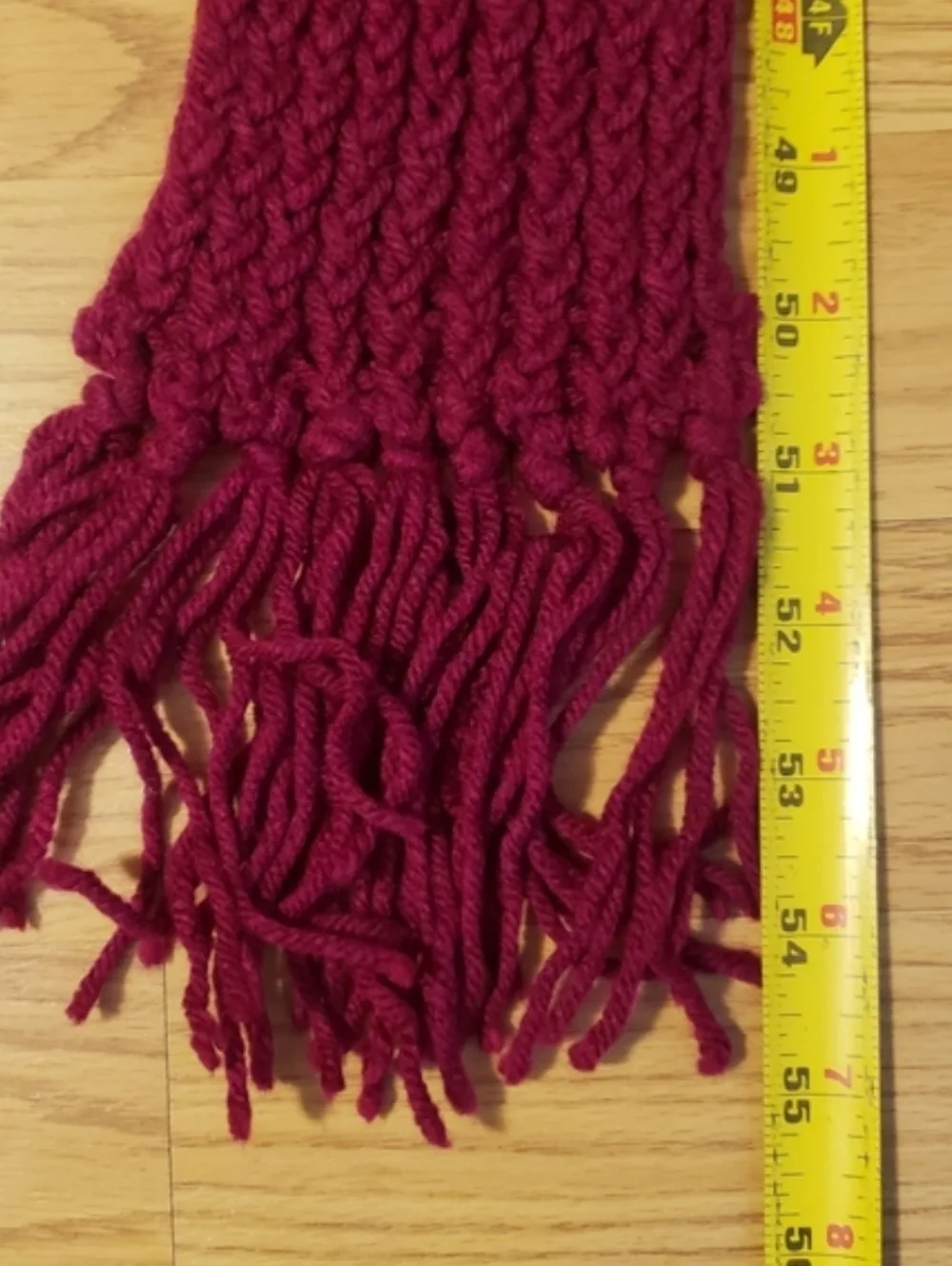 Handmade Burgundy Chunky Knit Scarf with Fringe Tassels - Boho Winter Wrap